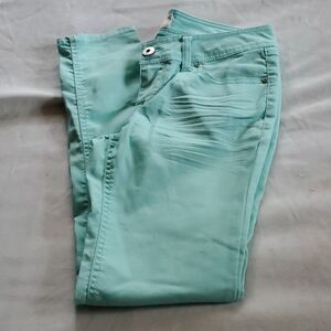 50% off SALE-SO junior GIRLS teal green low rise stretch skinny jeans size 7 NWT